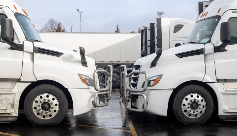 semi trucks on the parking lot