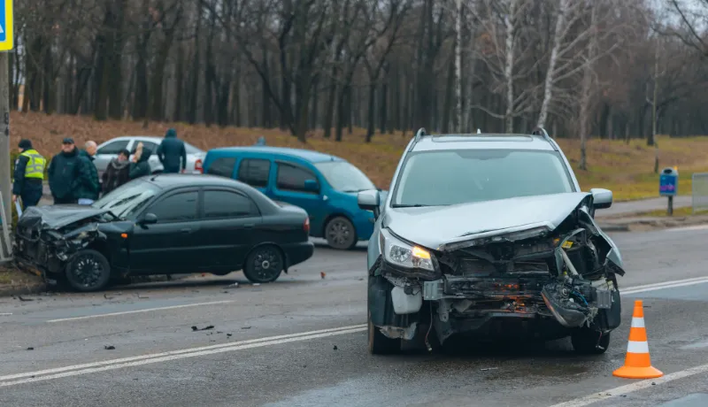 There was a collision of cars on the highway. Serious accident. Road accidents on the road.