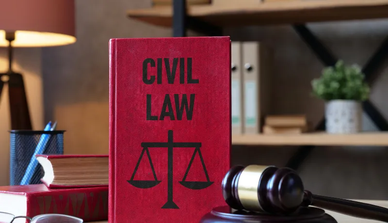 Civil Law is shown using a text on the book. Civil Procedure Rules