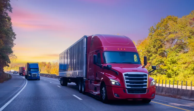 Semi Trucks on the Tennessee Highway, USA. Trucking in Tennessee , USA