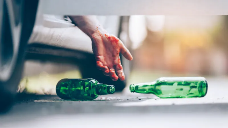 Aftermath of a over the limit drunk driver in a car accident