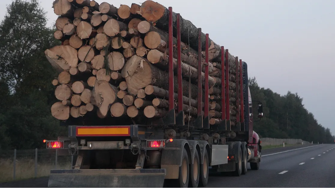 An overloaded heavy truck.